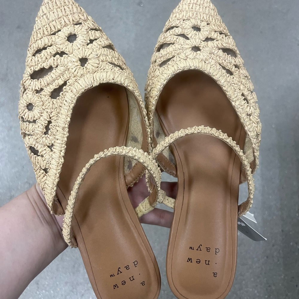 a new day Tan Woven Mules